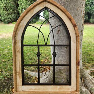 Arch Wood With Welded Metal Bar Distress White Farmhouse Decor Paduo 28" H